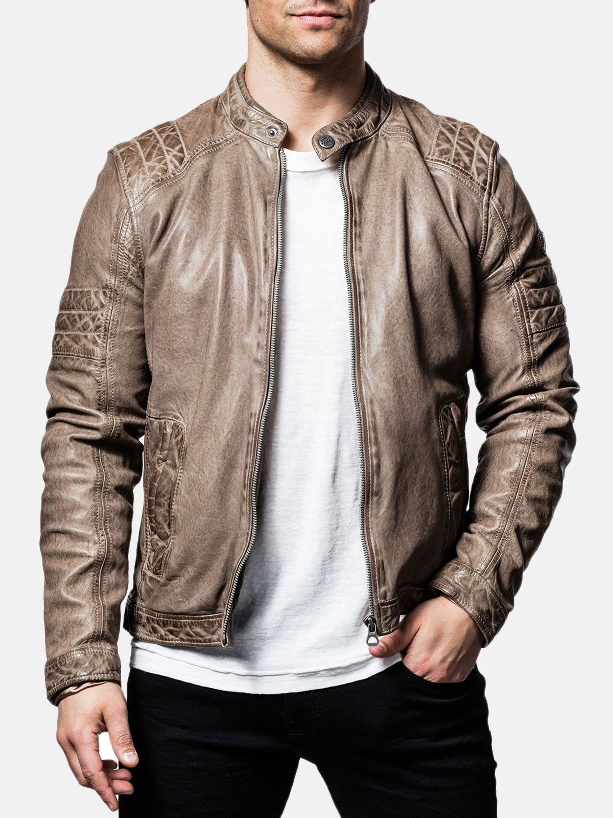 Gipsy-Style-MenE28099s-Brown-Leather-Jacket-zoom-1.jpg Gipsy Style Mens Brown Leather Jacket - Image 1