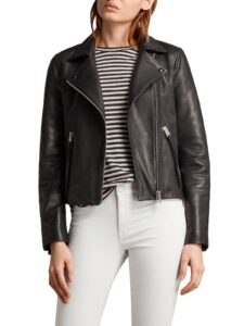 Women Black Moto Leather Jacket - Image 3