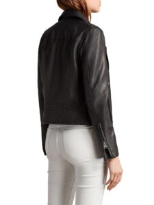 Women Black Moto Leather Jacket - Image 2