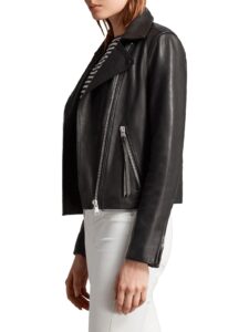 Women Black Moto Leather Jacket - Image 4