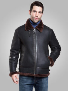 Iconic Daring Black Aviator Shearling Leather Jacket