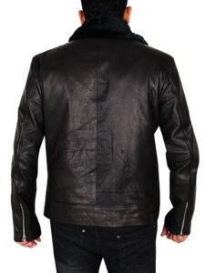 Men Motorcycle Bomber Fur Jacket - Image 2