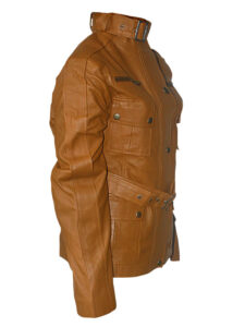 Stylish Women Brown Leather Jacket - Image 3