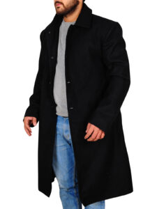 Men Black Wool Over Coat - Image 7