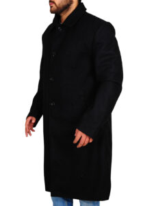 Men Black Wool Over Coat - Image 5