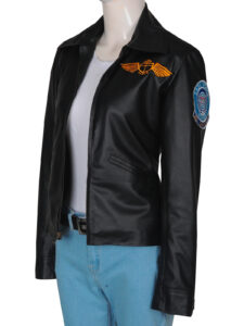 Women Classic Black Leather Jacket - Image 5