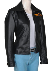 Women Classic Black Leather Jacket - Image 4