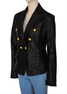 Women Black Leather Coat - Image 6