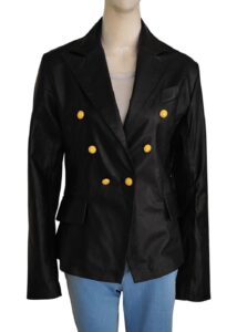 Women Black Leather Coat - Image 3