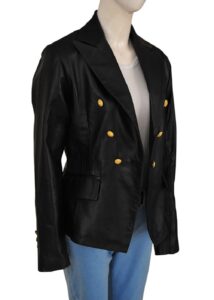 Women Black Leather Coat - Image 4