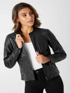 Women Simple Biker Leather Jacket - Image 3