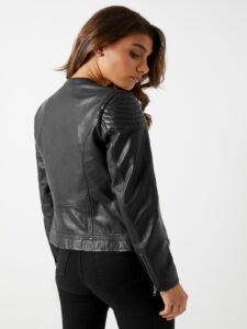 Women Simple Biker Leather Jacket - Image 2