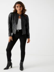 Women Simple Biker Leather Jacket