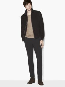 Men Chocolate Black Cotton Jacket