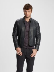 Men Smooth Black Leather Jacket