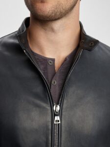 Men Smooth Black Leather Jacket - Image 4