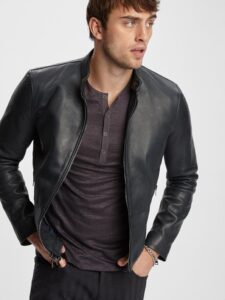 Men Smooth Black Leather Jacket - Image 3
