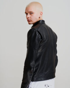 Men Dashing Pitch Black Leather Jacket - Mauve Tree - Image 4