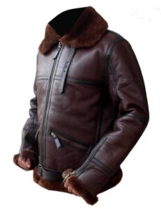 Men Aviator Bomber Leather Jacket - Image 3