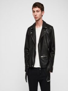 Men Coal Black Biker Jacket - Image 3