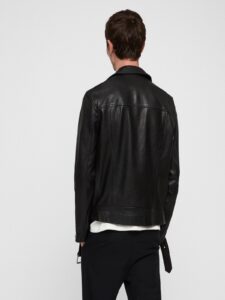Men Coal Black Biker Jacket - Image 2