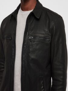 Men Black Causal Leather Jacket - Image 4