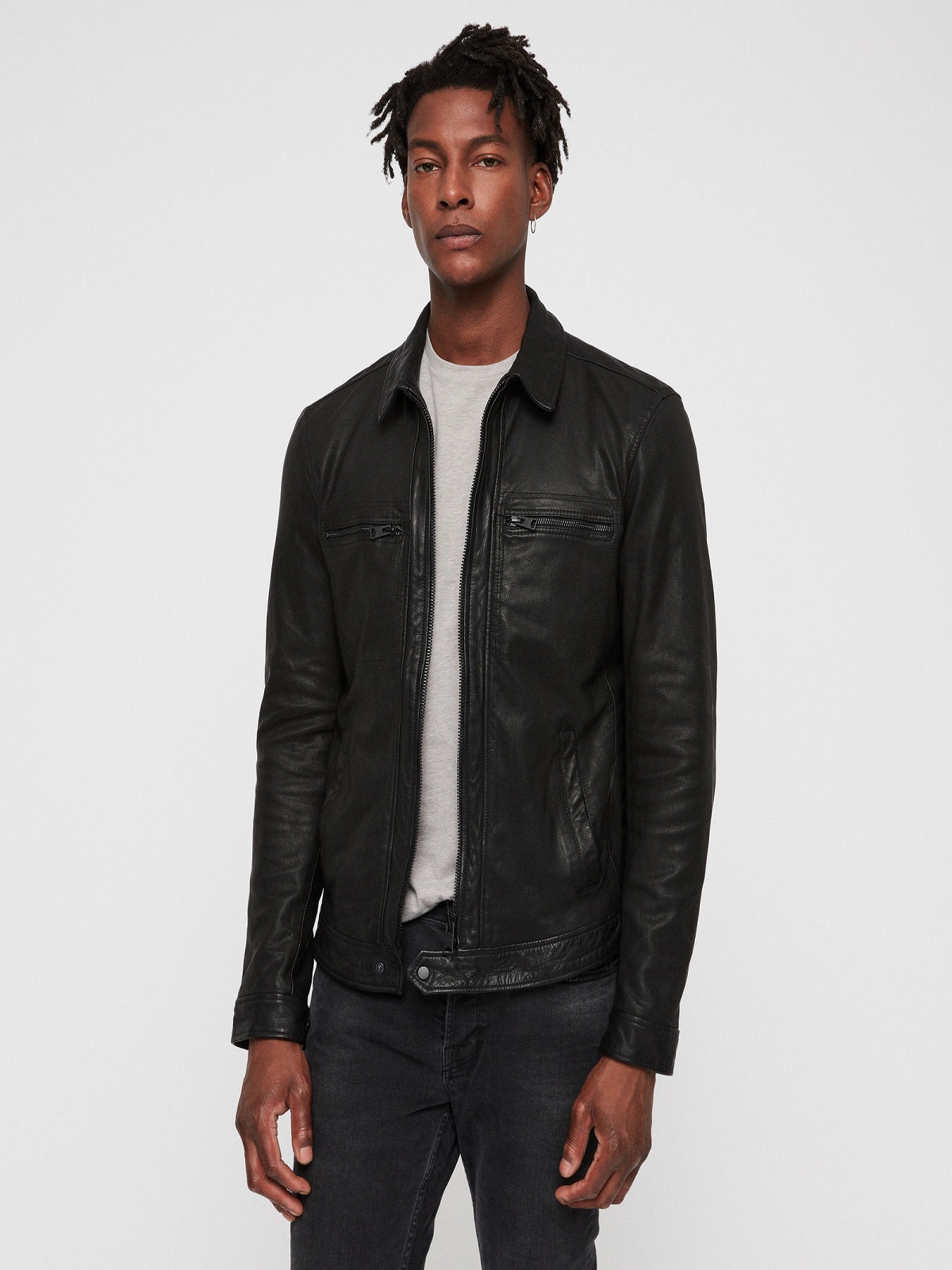 ML141H-5-3.jpg Men Black Causal Leather Jacket - Image 1