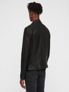 Men Black Causal Leather Jacket - Image 2