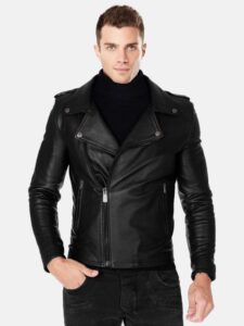 Men Motorcycle Leather Jacket - Mauve Tree - Image 3