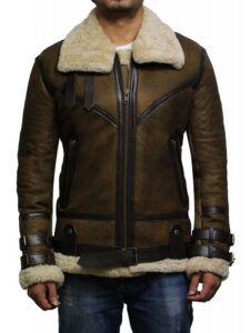 Brown B3 Bomber Men Sheepskin Jacket - Mauve Tree - Image 5