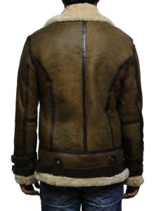Brown B3 Bomber Men Sheepskin Jacket - Mauve Tree - Image 3