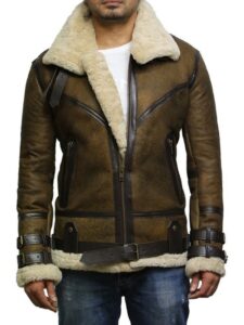 Brown B3 Bomber Men Sheepskin Jacket - Mauve Tree - Image 2