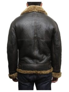 Men Black B3 Bomber Shearling Leather Jacket - Image 2