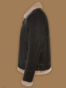 Men Black Sheepskin Jacket - Image 4