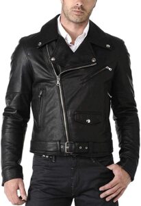 men black 100 real leather biker jacket
