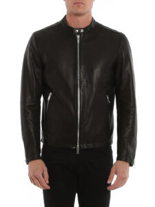 men black genuine lambskin leather bomber jacket