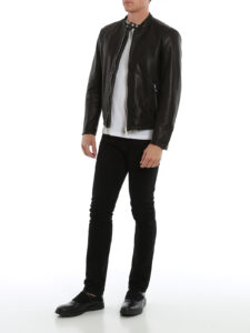 men black genuine lambskin leather bomber jacket - Image 2