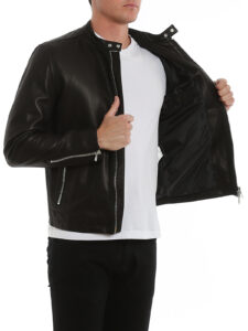 men black genuine lambskin leather bomber jacket - Image 4