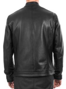 Men Black Lambskin Leather Jacket - Image 3