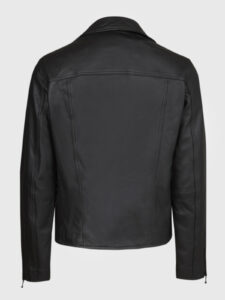 Men Black Leather Biker Jacket - Image 3
