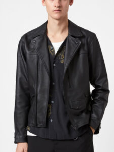 Men Black Leather Biker Jacket
