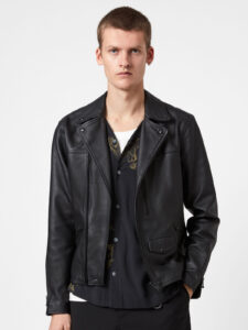 men leather biker jacket in black colour - Image 2