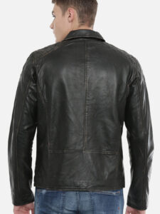 Men Black Pu Biker Jacket - Image 3