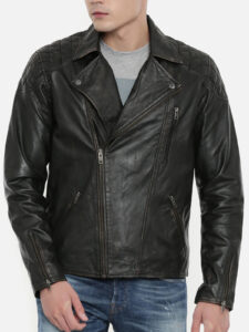 Men Black Pu Biker Jacket