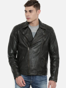 Men Black Pu Biker Jacket - Image 2