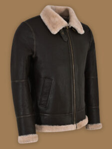 Men Black Sheepskin Jacket - Image 3