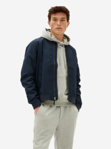 Men Blue Soft Leather Bomber Jacket - Mauve Tree - Image 2