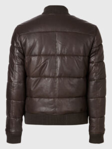 Men Lambskin Leather Puffer Jacket - Mauve Tree - Image 3
