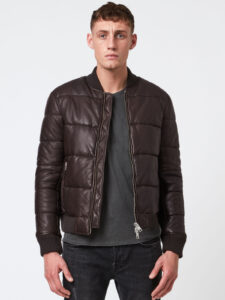 Men Lambskin Leather Puffer Jacket - Mauve Tree - Image 2
