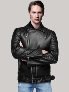 Men Motorcycle Black Leather Jacket - Mauve Tree - Image 2